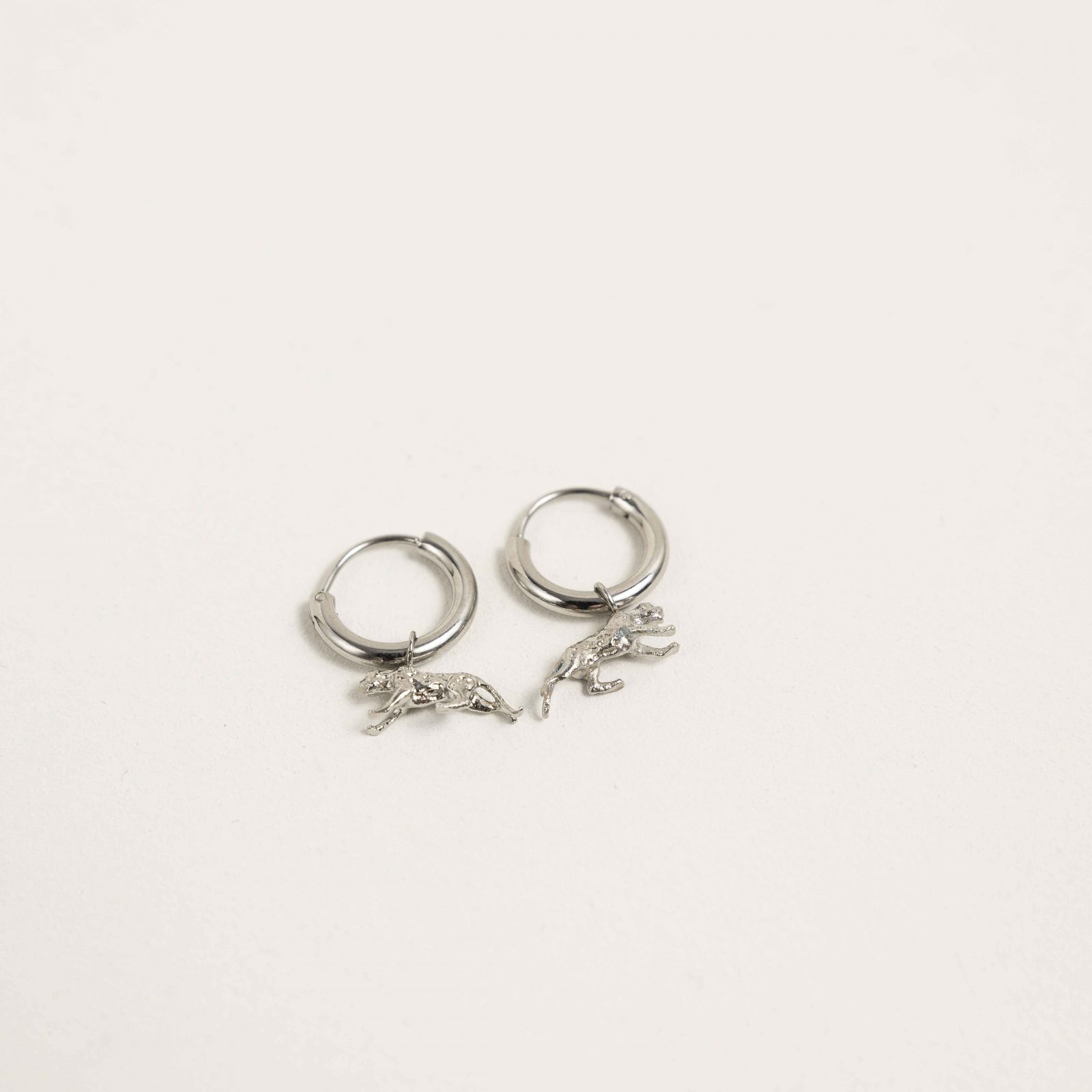 Silver leopard earrings